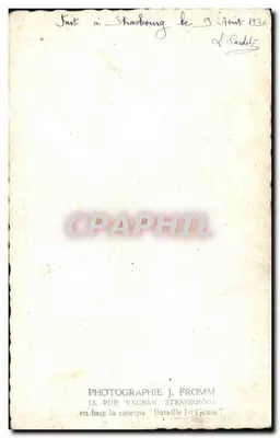 Żołnierz w mundurze — fotografie wojskowe — J. Fromm, Strasburg — Rewers
