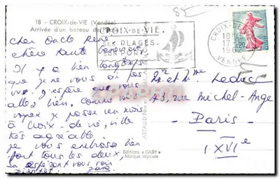 Chegada de um barco de pesca em Croix-de-Vie — Éditions Gaby, n°18 — Verso