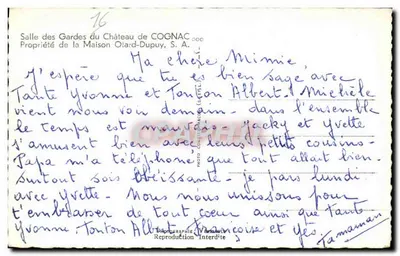 Sala Strażników Zamku w Cognac — Własność firmy Olard-Dupuy, S.A. — Wydawca Cim — Rewers