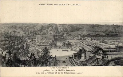 Castelo de Marly-le-Roi — Vista Cavalière tirada da Grille Royale — Tirado das Arquivos e da Biblioteca Imperial