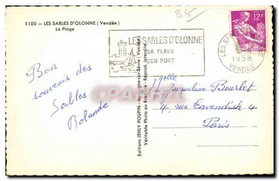 Les Sables-d'Olonne — Plaża — Wydawnictwo Jehly-Poupin — Rewers