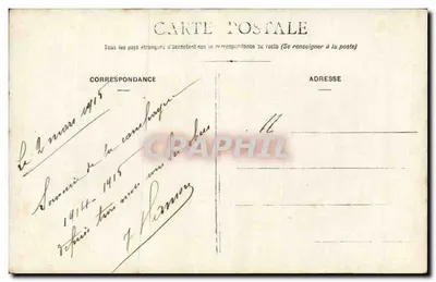 Grupo de soldados — 1914-1915 — Carta postal anônima — Verso