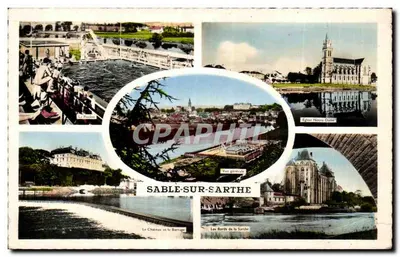 SABLE-SUR-SARTE — Vista geral, Igreja Notre-Dame, O Castelo e o Barragem — Edições Gaby