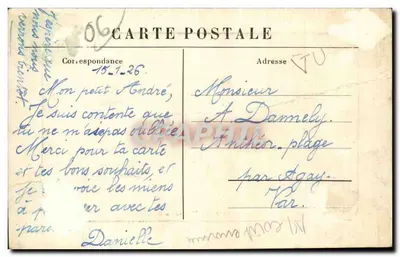 Stara pocztówka Juan les Pins - La Plage - La Pinede — Rewers