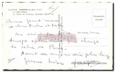 Cagnes-sur-Mer — Plac Zamku Grimaldi (XIV w.) — La Cigogne — Rewers