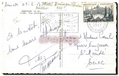 Menton — Ogólny widok — Wydawnictwo Artystyczne A.D.I.A. — Rewers