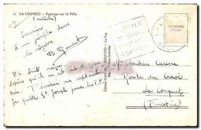 La Louvesc — Paesaggio sulla Città — Edizione Marchert-Bremond, Le Puy — Verso