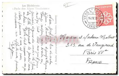 Les Diablerets — Scex Rouge, Oldenhorn — J. Baudat, Lausanne — Rewers