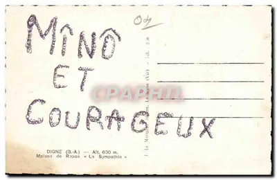 Dom odpoczynku « La Sympathie » — Digne (B.A.) alt. 600 m. — J. Le Marigot, wydawca — Rewers