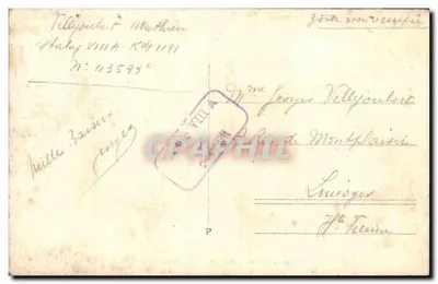 Retrato de um jovem em uniforme — bilhete postal antigo — Verso