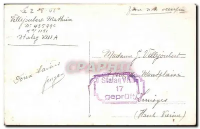 Portret młodego mężczyzny w mundurze — Stalag VIII A — Rewers