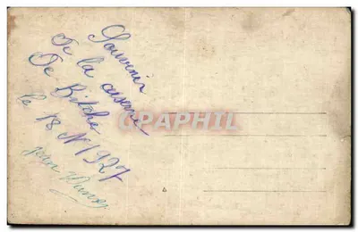Soldados em uniforme — posando em janelas de um prédio — cartão postal datado 1927 — Verso