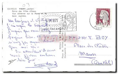 Vichy — Widok z lotu nad pocztą i przystankiem autobusowym — Éditions de l'Hôtel de Ville — Rewers