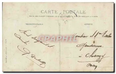 Homem lendo em um balcão — vista da Sociedade J. Joulla — selo de 5c verde — Verso