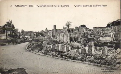 Chauny - 1919 — Bairro destruído, Rue de La Fère — Bille, Foto-Editada, Fontenay-aux-Bois