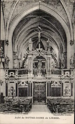 Jubé da Igreja de Notre-Dame de Liesse — Interior da igreja — Fototipia J. Bienaime - Reims