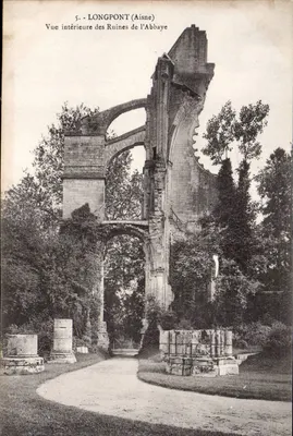 Longpont (Aisne) — Vista interior das ruínas da abadia — editor não identificado, n° de série 5