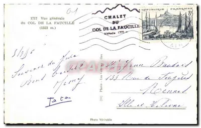 La Faucille — Vista geral do col (1323 m) — Chalet do Col de La Faucille, N.5 — Verso