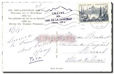 La Faucille — Panorama szczytu i biura celnego — N.S. 5, wydawca nieznany — Rewers