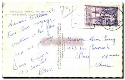 Valloire (Savoie) — Vue générale du Poinçot, avec édifice en arrière-plan — Éditions Photographies JANSOL (Savoie) — Verso