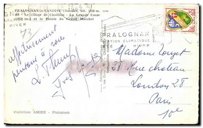 Pralognan-la-Vanoise — A vista do vilarejo de Chollière e da Ponta do Grand Marchet — Edições Fotográficas JAMISOL — Verso