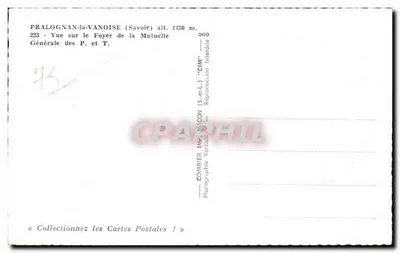 Pralognan-la-Vanoise — Ansicht des Foyers der Generalen Genossenschaftsversicherung der P. und T. — Combier Imprimerie (S.aet.l.) — Rückseite