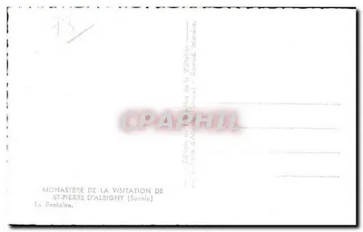 Fontanna klasztoru — widok przez łuk — wydawca Éditions de la Visitation de St-Pierre d'Albigny — Rewers