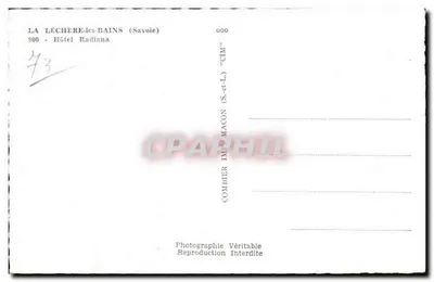 Hotel Radiana — La Lechère-les-Bains (Savoie) — Combiér (CIM) — Verso