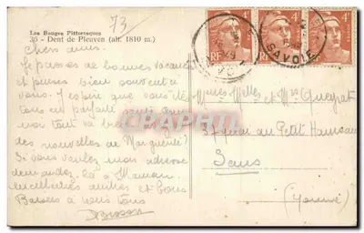 Die malerischen Bauges — Dent de Pleuven (Höhe 1810 m) — Verlag nicht sichtbar, Seriennummer 73 — Rückseite