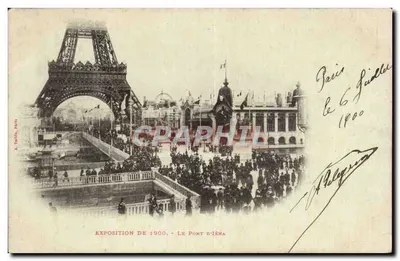 Exposition de 1900 - Le Pont-d'Iéna — vue avec la Tour Eiffel, éditeur A. Tardieu, Paris