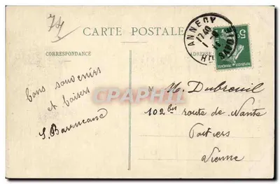 Jezioro Annecy — łódź żaglowa i kaczki — A. Gardel, Annecy — Rewers