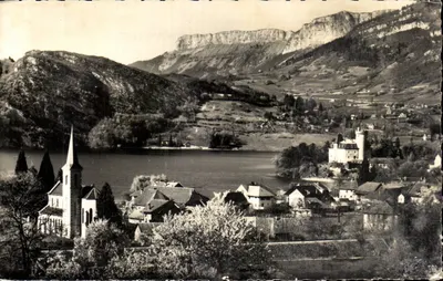 Lago de Annecy — Le Coquet, aldeia de Duingt com o Parmelan no fundo — Edições G. Rossat-Mignod, n°773