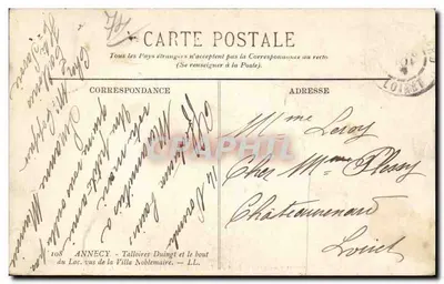 Annecy — Widok jeziora i wille szlacheckiej — Wydawca anonimowy, nr 108 — Rewers