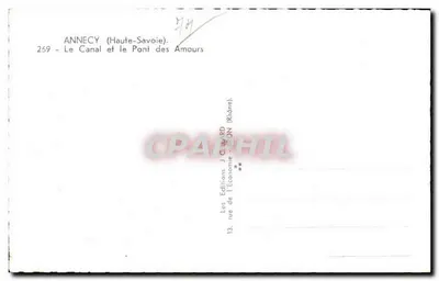 Annecy — O Canal e o Ponte dos Amores — Les Éditions J. Clapard — Verso