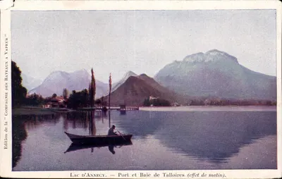 Lac d'Annecy — Port et Baie de Talloires (effet de matin) — Édition de la 'Compagnie des Bateaux à Vapeur'