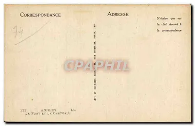 Annecy — Port i Zamek — Imp. Lettelier, Paryż — Rewers