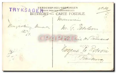 Hafenszene mit dem Dampfer Prins Hamlet — Ringkøbing — Verlag Verdenspostforeningen — Rückseite