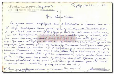 Colheita de datilhos no Sul — Coleção Artística «L'Afrique» — Editor Cim, n° 212 — Verso