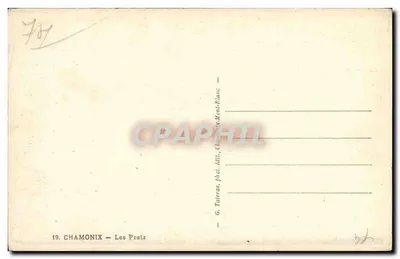 Chamonix — Les Pratz — G. Tairraz, fot. édit., Chamonix-Mont-Blanc — Verso