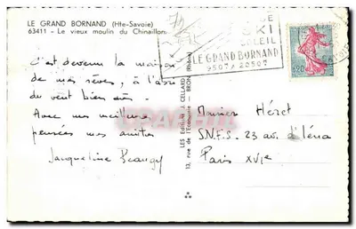 Il Vecchio Mulino — Le Grand Bornand (Alta Savoia) — Editore J. Cellard — Verso