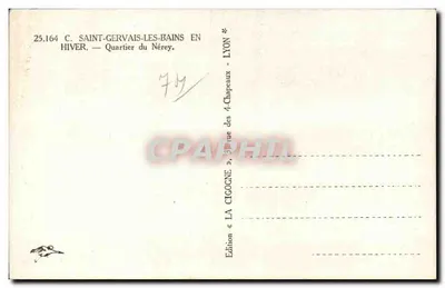 Saint-Gervais-les-Bains — Bairro do Nérey — Edição La Cigogne, Lyon — Verso