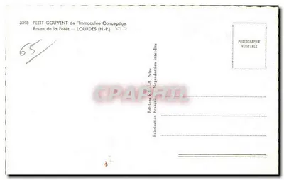 Mały klasztor Immaculée Conception — Trasa do lasu — Lourdes (H.P.) — Wydawnictwo KELLA, Nice — Rewers