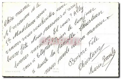Rosas decoradas com uma fita — Boa Festa — Série N° 6105, M.D. PARIS — Verso