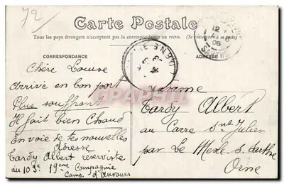 Le Mans — Monument do Plateau d'Auvoirs — J. Bouveret — Verso