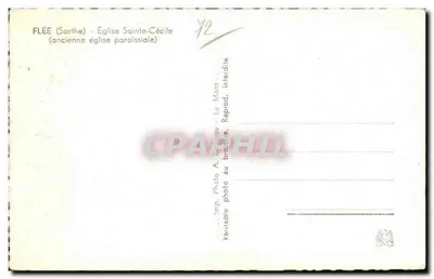 Flée (Sarthe) — Kościół św. Cecylii (dawniej parafialny) — Wyd. A. Grébaud, Le Mans — Rewers