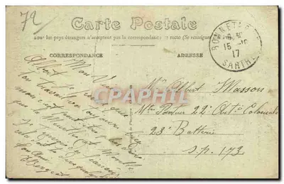 Stara pocztówka Les accordailles dans la Sarthe Folklore costume — Rewers