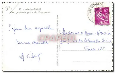 Aix-les-Bains — Ogólny widok z Panoramique — Wydawnictwo TÉLÉ — Rewers