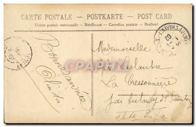 Pássaro e flores — envelope e selo — editor não visível — Verso