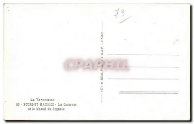 Bourg-Saint-Maurice — As Casernas e o Massif do Rognais — REAL-PHOTO C.A.P. PARIS — Verso