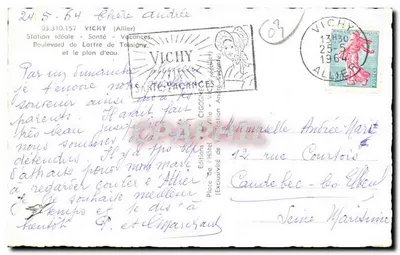Cigogne — Widok stacji Vichy — Wydawnictwo Stowarzyszenia André Cigogne — Rewers